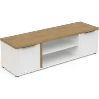 CALICOSY ACCESS TV-Bank – 2 Türen + 1 Nische – Hamilton-Eiche und Weiß – 134,8 x 39,6 x 39,1 cm
