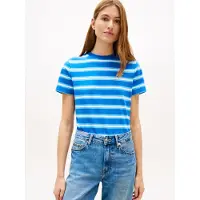 Tommy Hilfiger Th Script Regular C-neck T-shirt Preppy Stripe Blue Orbit Größe: M | Hemden Outlet | Damen | Blau