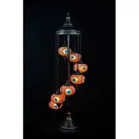 Halay Handgefertigte türkische Stehlampe mit 7 bunten Mosaik-Glaskugeln – Orientalische Vloerlamp für stimmungsvolle Beleuchtung