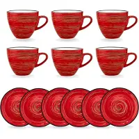 Wilmax England Wilmax Espressotasse mit Untertasse 75 ml Rot Porzellan 6er Set WL-669233/AB6