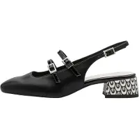 Tamaris Pumps Schwarz mit Blockabsatz, Riemchen und quadratischer Spitze, Größe 44