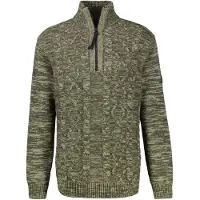 Lerros Herren Stricktroyer mit Zopfmuster - Urban Green Melange - M