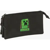 Minecraft 22x12x3 Cm Triple Mäppchen Schwarz Mann Schwarz One Size