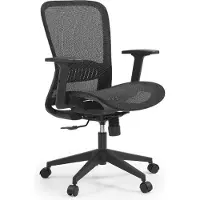 MyBuero Profi Bürostuhl Air Port 2 Ergonomischer Schreibtischstuhl mit Armlehnen (höhenverstellbar) Netzstoff Schwarz Drehstuhl für Büro, Zuhause