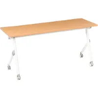 Beliani Schreibtisch Braun u. Weiß 160 x 60 cm Klappbar Faltbar mit Rollen Mobil Bürotisch für Homeoffice Büro Modernes Design