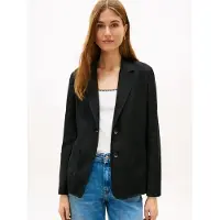 Tommy Hilfiger Kurzblazer "NEW ESS LINEN REG SB BLAZER", Damen, Gr. 42, schwarz, Web, Obermaterial: 76% Leinen, 24% Lyocell, unifarben, gerade normal, Blazer Kurzblazer, mit aufgesetzten Taschen