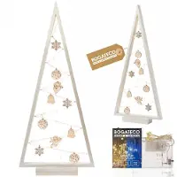 BOGATECO Weihnachtsbaum aus Holz mit LED 104cm hoch | Holzdekoration inklusive | Weihnachtsdekorationen | 100 LED |