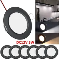 Lapamax 6x 3W DC12V LED Einbaustrahler Kaltweiß Strahler Ultradünn Deckenspots für Wohnmobil RV Boot Wohnwagen Schrank, Schwarz