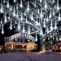 Lapamax Meteorschauer lichterkette Innen, 288LED Meteorschauer Lichter IP65, 7V Weihnachtsbeleuchtung Deko für Fenster Baum Garten, Kaltweiß