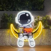 Lapamax Astronaut Neon Schild für Wanddekoration Nachtlichter mit USB Betrieben LED Neonlicht Hamburger Leuchtreklame für Party Bar Gaming Kinder Schlafzimmer