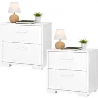 Wellhome - Set Nachttische aus Holz mit 2 Schubladen in der Farbe Weiß 41 x 40 x 45 cm - Eria White