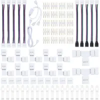 Aibecy 4-poliges LED-Streifen-Anschluss-Set fuer 5050 LED-Lichtleisten fuer DIY-Beleuchtungsprojekte
