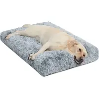 Achiount Hundebett 1 Stk, Waschbare Hundekistenmatratze, Anti-Angst Plüsch Hundematte Mit Rutschfestem Boden Für Große Und Kleine Hunde