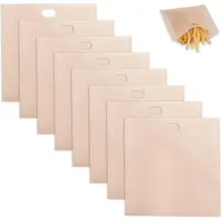 Crrynuo Non Stick Wiederverwendbare Toastabags, 8 Stück Toaster Bags, für Pizzastücke Käsesandwiches Snacks Chicken Nuggets, Hitzebeständig Bis 245°C, Teflon Toaster Beutel für Mikrowelle Grill Toaster