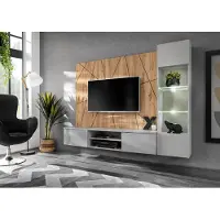 ASM-Moebel Wohnwand Anbauwand Wohnzimmer Schrankwand XARI PGAS G mit Led und Push - Click