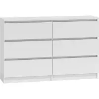 CDF Kommode Malwa M6 120| Farbe: Weiß | Schrank für Dokumente, Kleinigkeiten | Ideal für Wohnzimmer, Schlafzimmer, Kinderzimmer, Jugendzimmer und Büro | 6 geräumige Schubladen