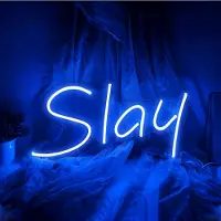 Lapamax Slay Leuchtreklame LED Neonlicht USB Neonschild Neon Nachtlicht für Wand Kinderzimmer Spielzimmer Bar Party Weihnachten Dekoration, Blau