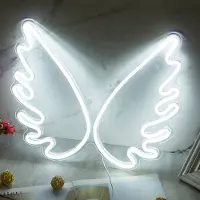 Lapamax Neon Led Licht USB, Neon Schild, Nachtlicht, Neonlicht Led Wanddeko, Gaming Deko Stimmungslicht für Zimmer Party Bar Kinder Geschenk(Kaltweiß Flügel)