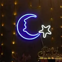 Lapamax Neon Led Licht USB, Neon Schild , Nachtlicht,Neonlicht Led Wanddeko, Gaming Deko Zimmer Party Bar Kinder Geschenk(Stern und Mond)