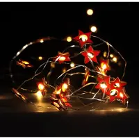 COM-FOUR® LED Lichterkette mit Timer - energiesparende Weihnachtsbeleuchtung - Lichterkette mit 20 LED-Sterne aus Holz - Weihnachtdekoration für Innen