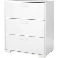Wellhome - Schlafzimmerkommode mit 3 Schubladen in der Farbe Hochglanz-Weiß 71 x 40 x 83 cm - Eria Gloss White