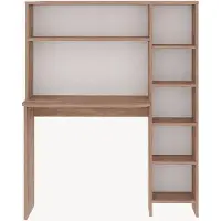 En.casa Schreibtisch mit Regal 'Onega' 143 x 114 x 40 cm mit 6 offenen Fächern Holzfarben