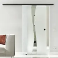 Levidor Glasschiebetür Komplettset 77,5 x 217,5 cm Bremen Schwarz mit Griffmuschel und SoftClose