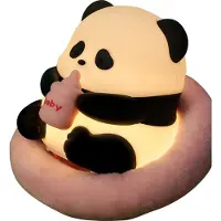 Aibecy Sitzendes Panda Pat Light Niedliches Ornament Hochwertiges Schlafzimmer Umgebungslichtsensor Augenpflege Silikon Nachtlicht