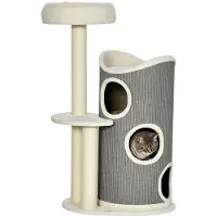 StarTech.com Katzen Kratzbaum - Kletterbaum mit Kratzsäule - 3 Ebenen - Aus Holz - Stabile Spiel- und Schlaflandschaft - Weiß