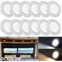 Lapamax 12x 3W DC12V LED Einbaustrahler Kaltweiß Strahler Ultradünn Deckenspots für Wohnmobil RV Boot Wohnwagen Schrank, Silber