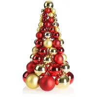 COM-FOUR® Künstlicher Weihnachtsbaum mit Christbaumkugeln - Geschmückter Tannenbaum für die Weihnachtsdekoration - Christbaum für die Deko zu Weihnachten