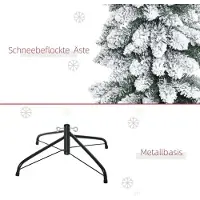 Youjia Künstlicher Weihnachtsbaum, schneebedeckt, schmales Design, feuerfest, 180 cm, Grün/Weiß