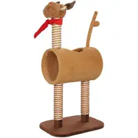 StarTech.com Kratzbaum für Katzen - Kletterbaum - 98 cm Hoch - Hirsch Design mit Höhle und Spielball - 2 Ebenen - Hanfseil