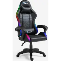 Office24 The Horde Gaming-Stuhl LED RGB ergonomische Büro Lendenkissen Kopfstütze