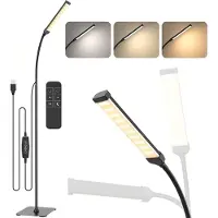 Lapamax Stehlampe Dimmbare LED-Stehleuchte für Wohnzimmer 3 Farbmodus USB Standlicht Leselampe mit Fernbedienung Flexiblem Schwanenhals Standleuchten Memory
