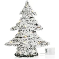 COM-FOUR® Künstlicher Weihnachtsbaum beschneit mit Beleuchtung und Timer, Tanne mit Kunstschnee und 30 warmweißen LEDs, Weihnachtsdeko