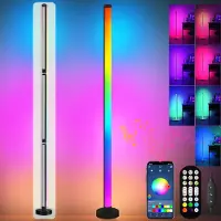 Lapamax Smart LED Stehlampe Wohnzimmer 120CM RGB Ecken Lampe Standleuchte Dimmbar mit Fernbedienung und APP Musikmodi 16 Millionen Farben
