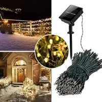 Lapamax 10M 100Leds Solar Lichterkette Außen Innen,Warmweiß Weihnachtsbeleuchtung 8 Modi Wasserdicht, Deko für Weihnachten Hof Garten Balkon Baum Camping