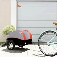 Markenlos Fahrradanhänger Schwarz und Orange 30 kg Eisen