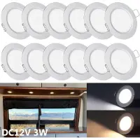 Lapamax 12x 3W DC12V LED Einbaustrahler Warmweiß Strahler Ultradünn Deckenspots für Wohnmobil RV Boot Wohnwagen Schrank, Silber