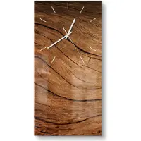 DEQORI Glasuhr 30x60 cm Modern 'Detaillierte Holzmaserung' Wanduhr Glas Uhr Design leise