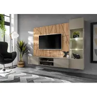 ASM-Moebel Wohnwand Anbauwand Wohnzimmer Schrankwand XARI G SGAS mit Led und Push - Click