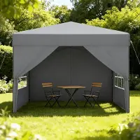 YARDIN 3x3 m Pop-Up Pavillon, Ein-Knopf Schnellaufbau, wasserdicht & UV-Schutz, mit 4 Seitenteilen, inkl. Tasche – Silber