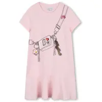 Marc Jacobs für Mädchen. W60711 Rosa bedrucktes Kleid (10Y= 138cm), Lässig, Baumwolle, Kurzarm, Kinderbekleidung