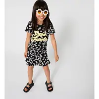 Marc Jacobs für Mädchen. W60861 Schwarzes T-Shirt-Kleid (8Y= 126cm), Lässig, Baumwolle, Kurzarm, Kinderbekleidung