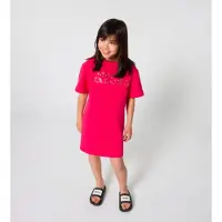Marc Jacobs für Mädchen. W60718 Rotes Logo-Kleid (10Y= 138cm), Lässig, Baumwolle, Kurzarm, Kinderbekleidung