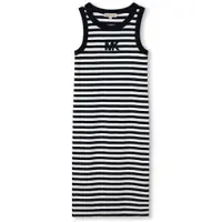 Michael Kors für Mädchen. R30640 Langes Kleid mit marineblauen Streifen (14Y= 156cm), Lässig, Baumwolle, Ärmellos / Hosenträger, Kinderbekle