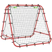 Youjia Fußball Rebounder Kickback Tor Rückprallwand Netz beidseitiger Rückprall Verstellbar in 5 Stufen für Fußball Training Stahl Rot 100 x 95 x 90 cm, 95 cm, 90 cm