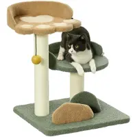 StarTech.com Kratzbaum für Katzen - Kratzsäule - 52 cm hoch - 3 Ebenen - Sisal und Holz - Spielball