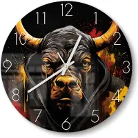 DEQORI DEQOART Glasuhr Ø30 cm Zahlen 'Goldener Stierblick' Wanduhr Glas Uhr Design leise Küchenuhr